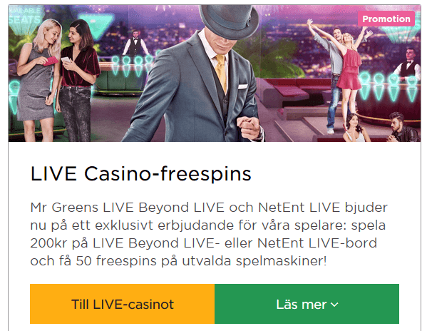 MrGreen Live CASINO-Freespins