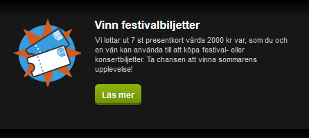 ComeOn vinn festivalbiljetter och konsertbiljetter