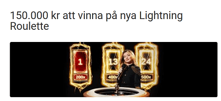 Unibet 150 000 kr att vinna på nya Lightning Roulette