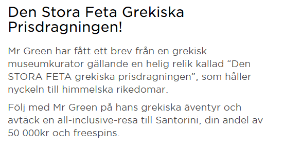 MrGreen Den Stora Feta Grekiska Prisdragningen på 50 000 kr och freespins!