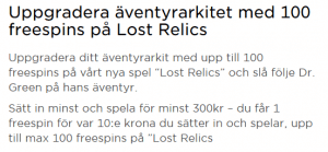 MrGreen 100 freespins på casinospel Lost Relics