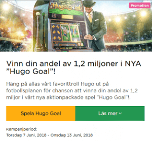 MrGreen nätcasino Vinn din andel av 1,2 miljoner i NYA ”Hugo Goal” med första pris på 250 000 kr