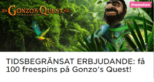Nätcasino MrGreen få 100 freespins på Gonzo's Quest!