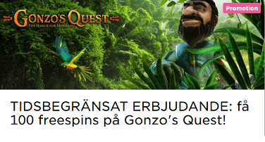 Nätcasino MrGreen få 100 freespins på Gonzo's Quest!