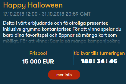 Nätcasino Frank Casino - Happy Halloween med prispool på 15 000 €!