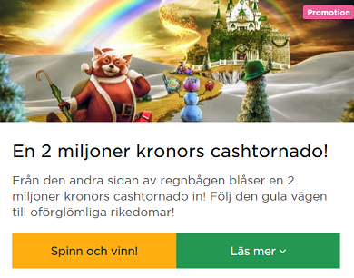 Nätcasino MrGreen - En 2 miljoner kronors cashtornado!