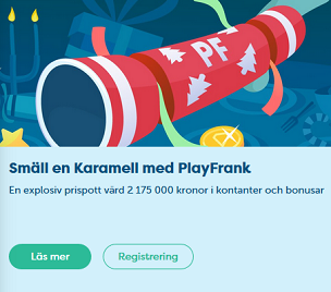 Nätcasino PlayFrank - Smäll en Karamell med PlayFrank! Freespins, Super Spins och insättningsbonusar!