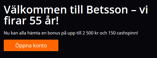 Klicka här och gå med på Betsson för att hämta 2500 kr bonuspengar och 150 kr gratisspel!