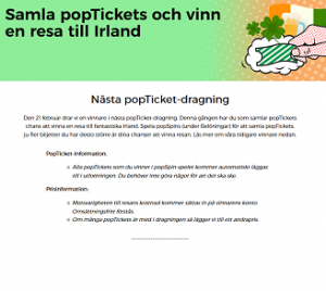 Samla popTickets och vinn en resa till Irland på Casinopop!