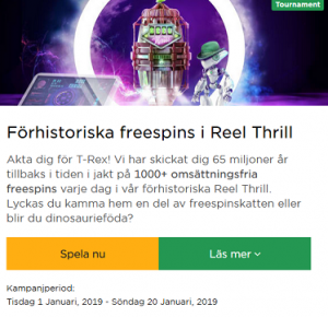 Vinn 1000+ omsättningsfria freespins i förhistoriska Reel Thrill på MrGreen!