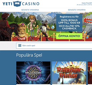 Yeti Casino bonus