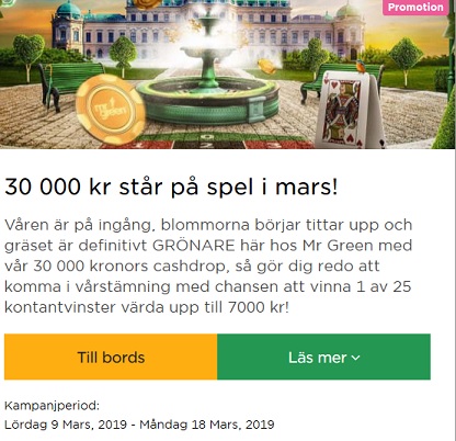 Tävla om 30 000 kr i potten på Mr Green!