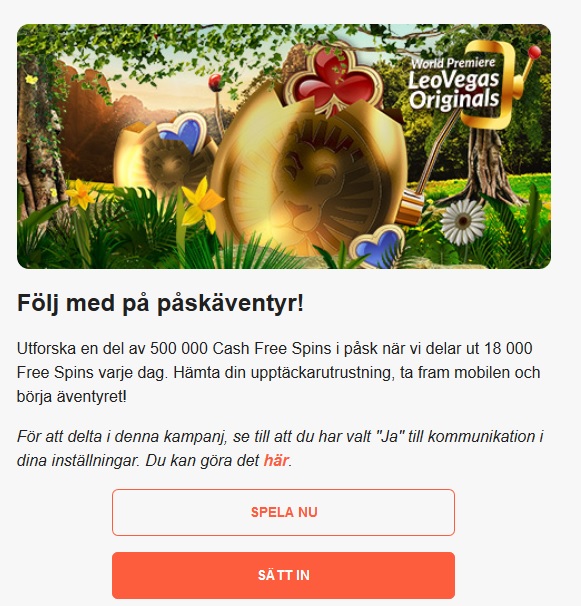 Vinn andel av 128 000 freespins denna vecka på LeoVegas!