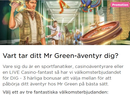 Bli medlem hos Mr Green och ta del av din personliga jackpott!