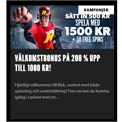 Klicka här och tävla om 50 000 kr i pengaregnet hos Rizk!