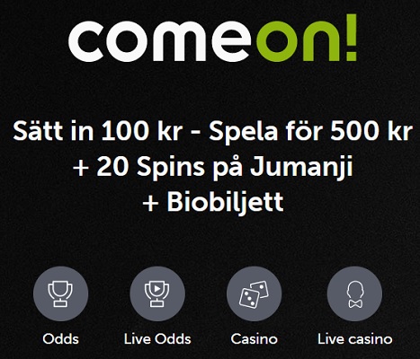 Klicka här och få din biobiljett & 20 free spins hos casino Comeon!