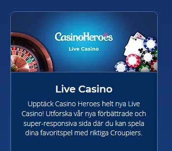 Nytt live casino lanserat hos Casino Heroes!