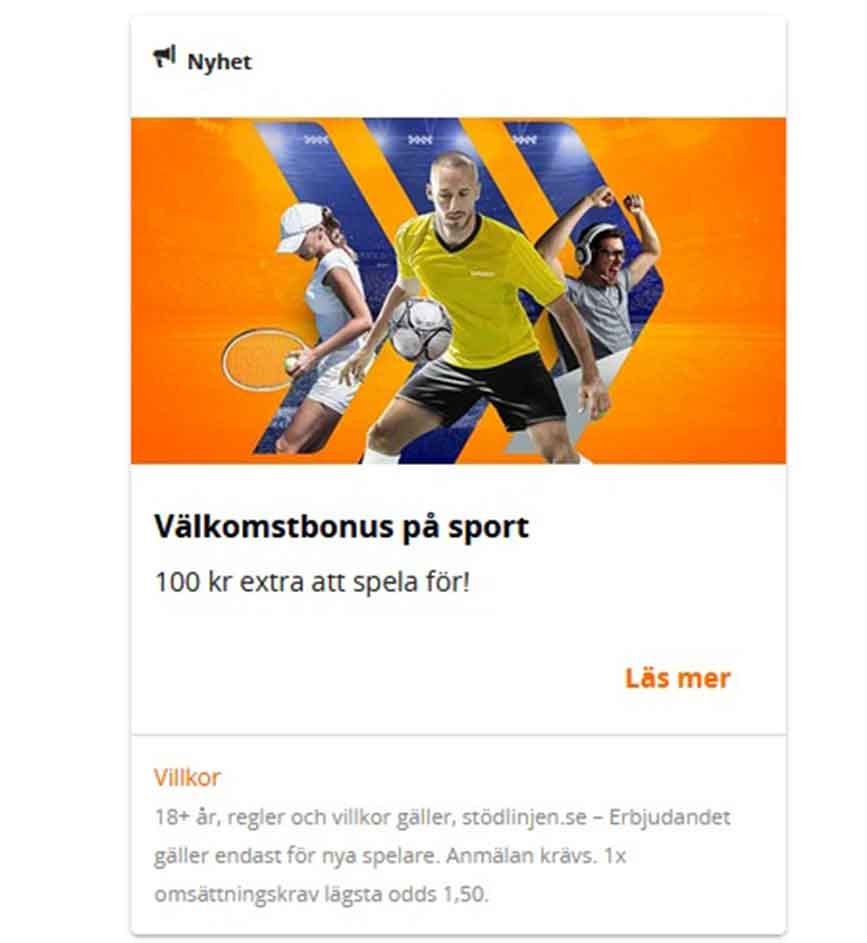 Betsson Casino ger dig 100 kr oddsbonus!